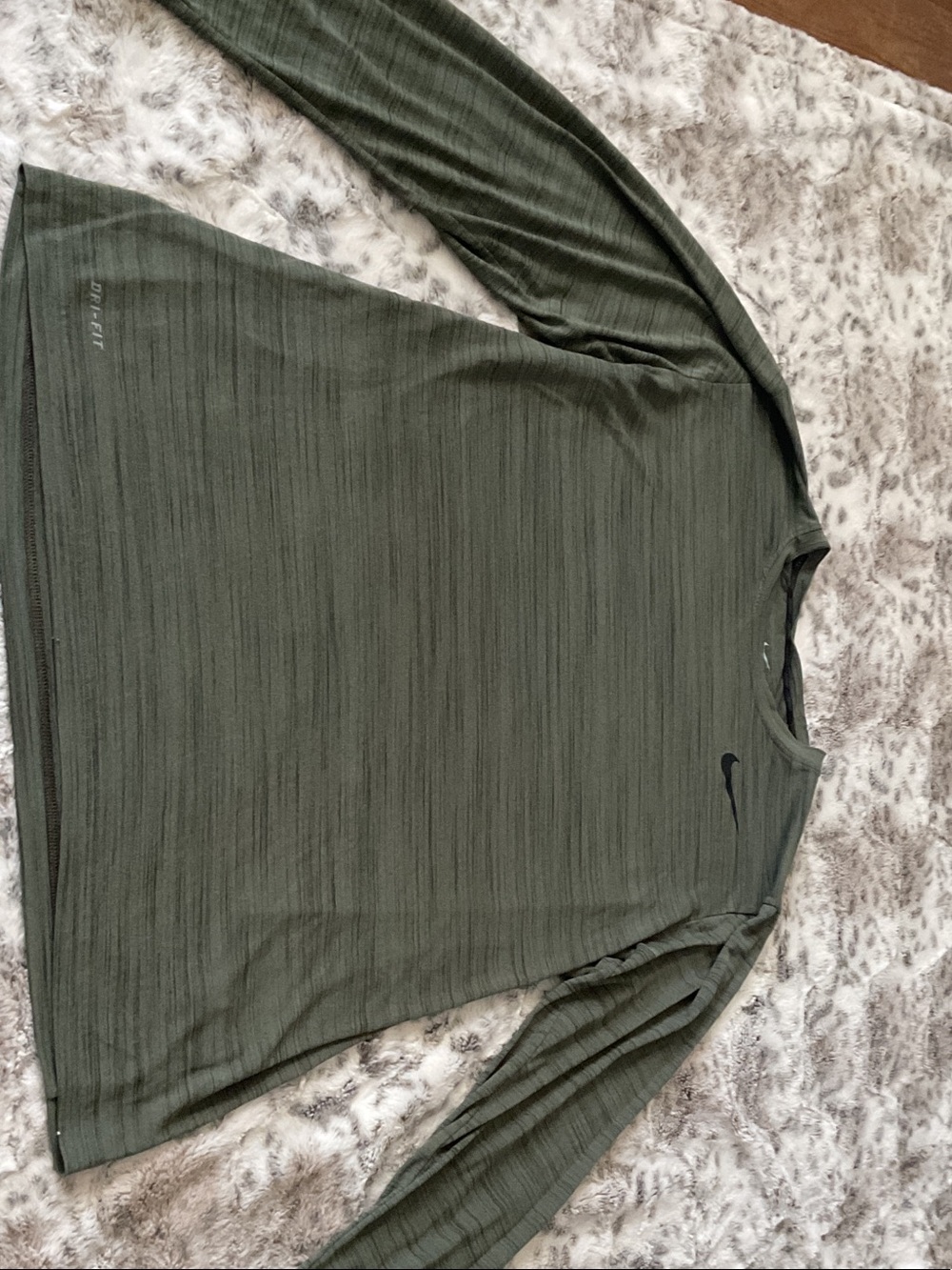 Nike Dri-Fit Olive Green Heathered Long Sleeve Performance Shirt